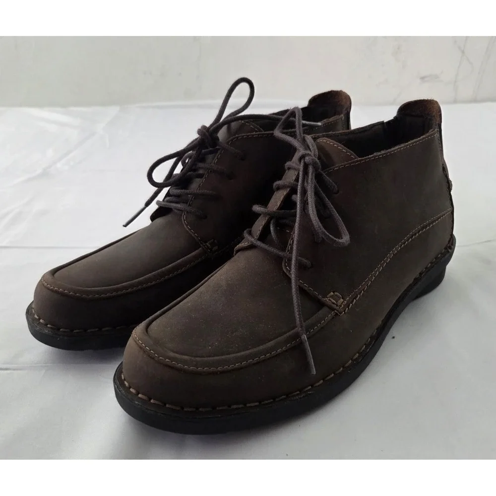 Clarks Chukka Boots Womens 9.5 Brown Leather Moc Toe Grandpacore Dark Academia